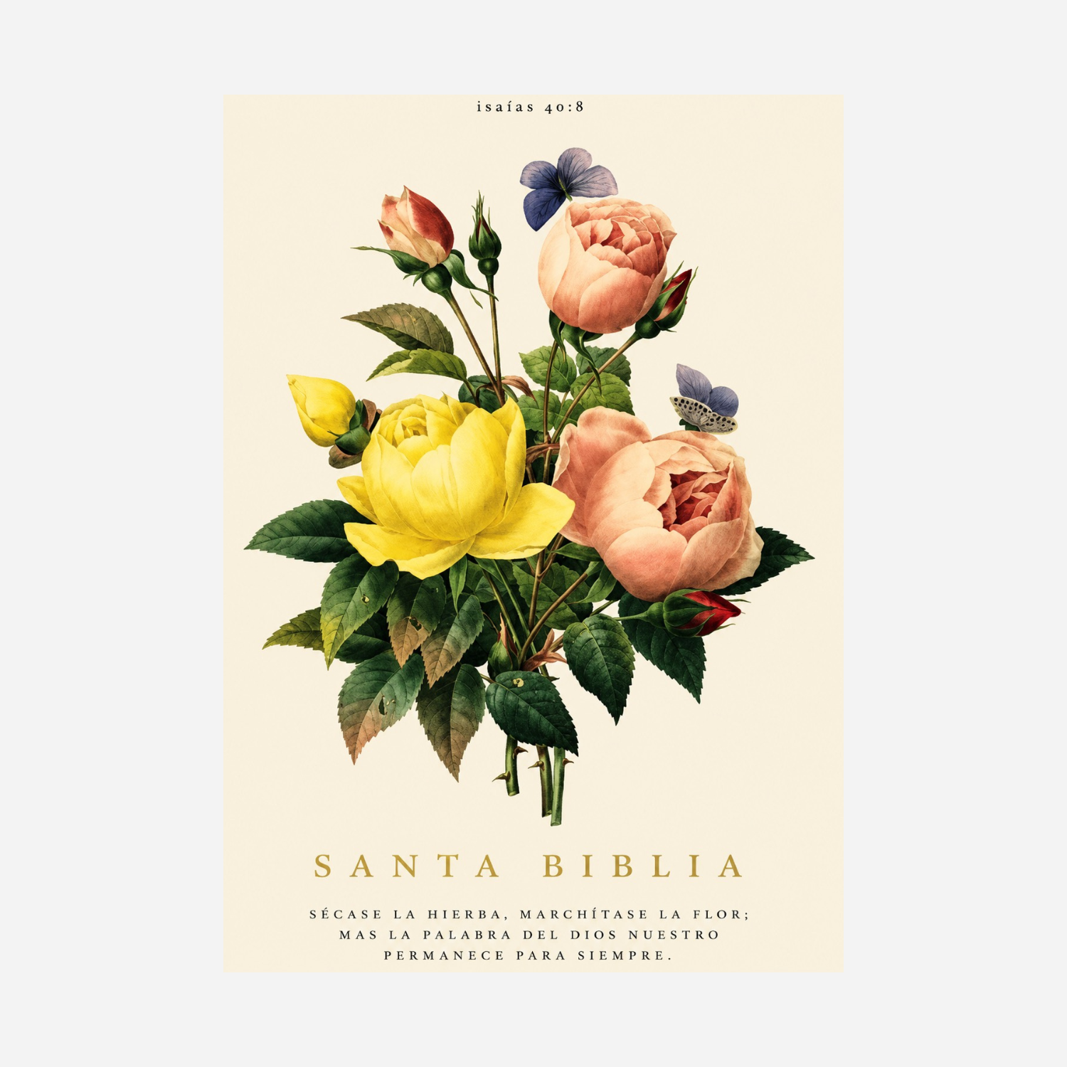 Santa Biblia — Diseño floral Isaías 40:8