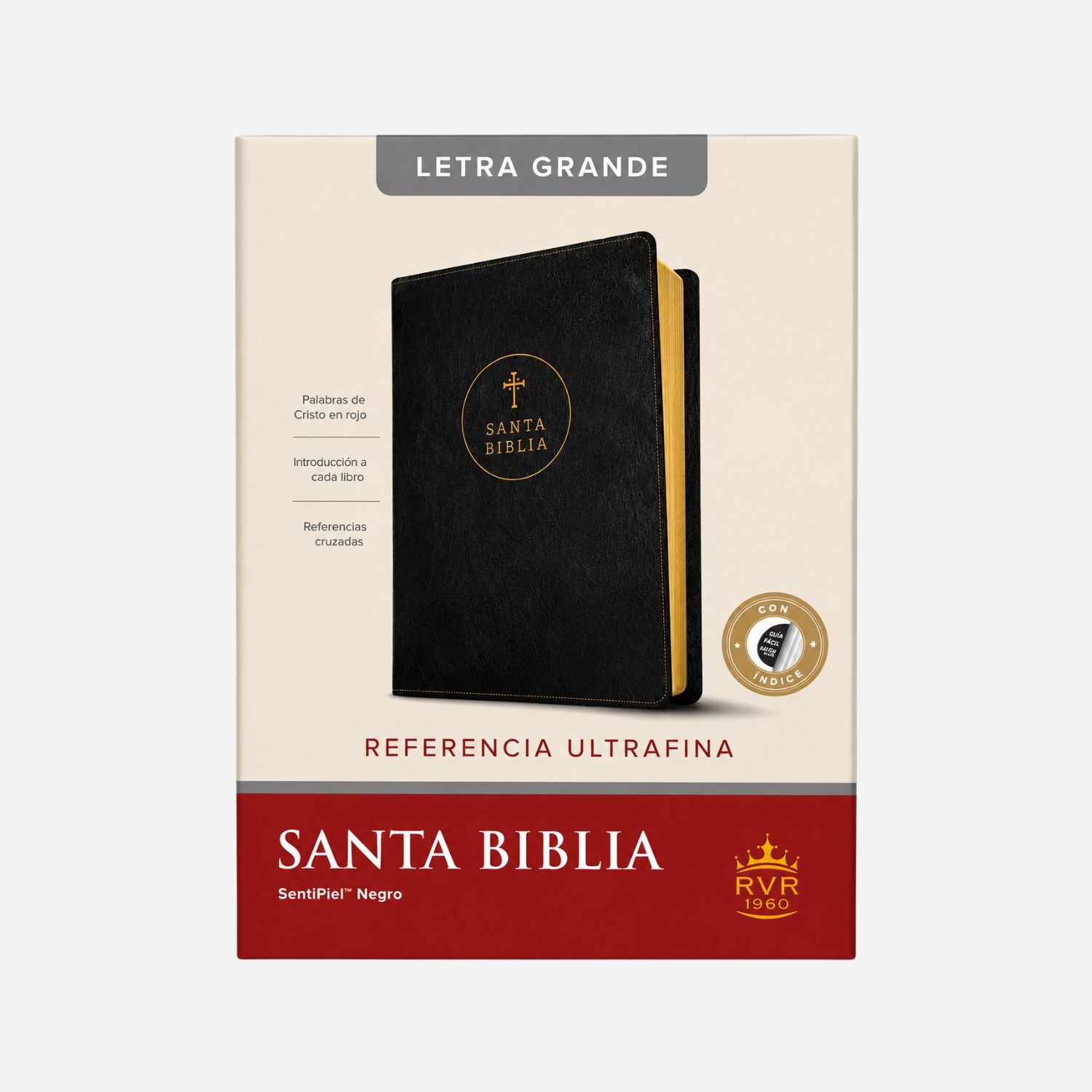 Santa Biblia RVR1960 – Edición de Referencia Ultrafina, Letra Grande, SentiPiel™ Negro con índice